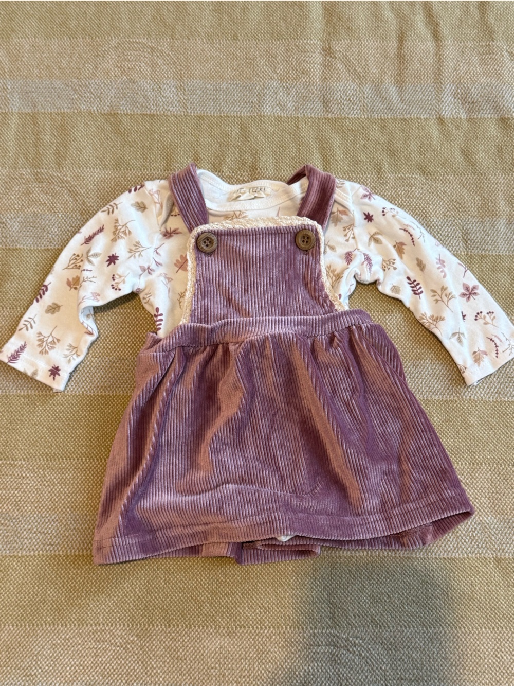 Kit & Pearl Corduroy Pinafore Dress in Dusty Mauve Set